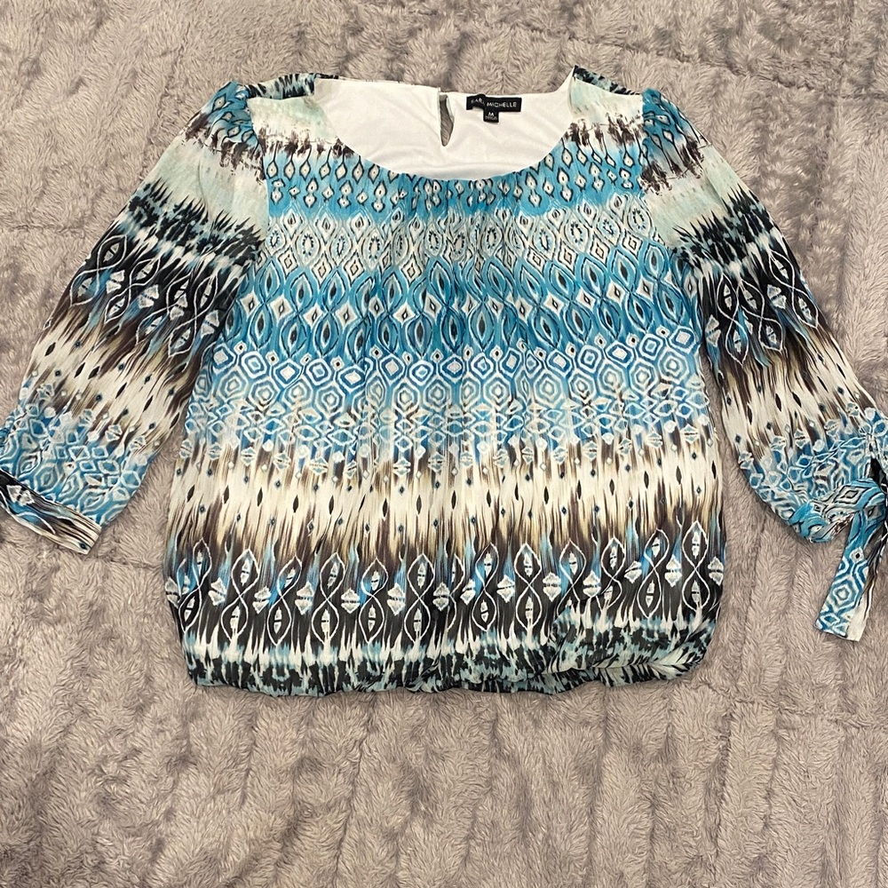 NEW Sara Michelle Patterned Blue and Black Women's Top size M